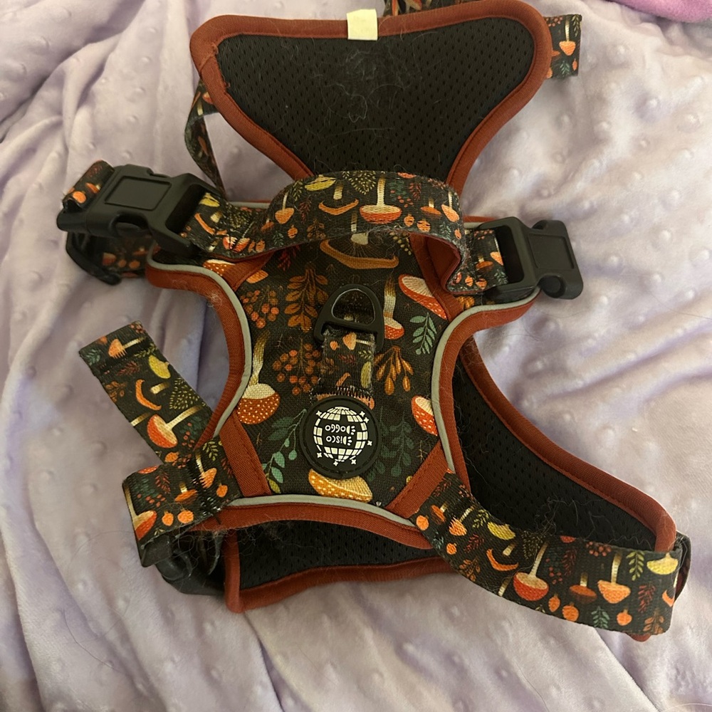 Colorful Dog Harness with mushroom Pattern- size medium
